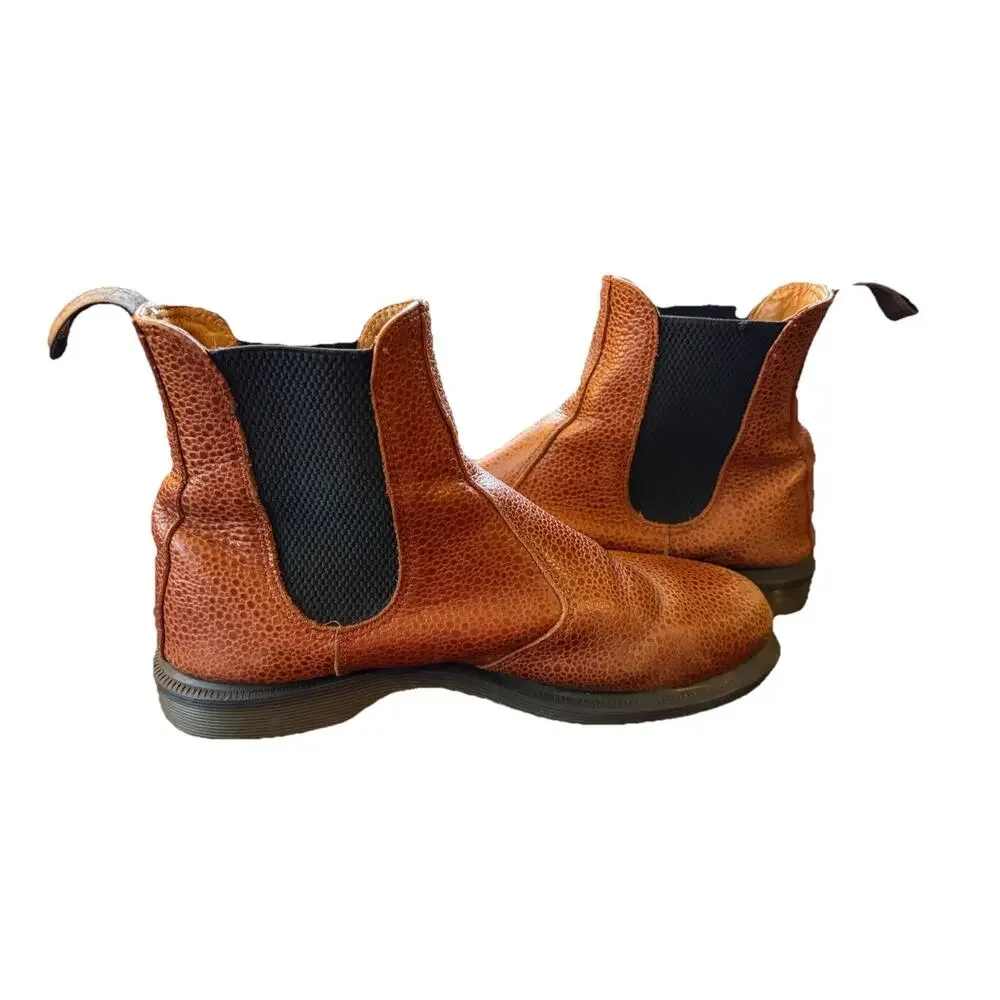 Dr. Martens Women's Flora Brown Snakeskin Pattern Leather Chelsea Boots